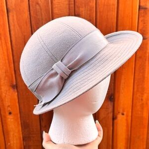 Elegant Gray Cloche Hat with Bow